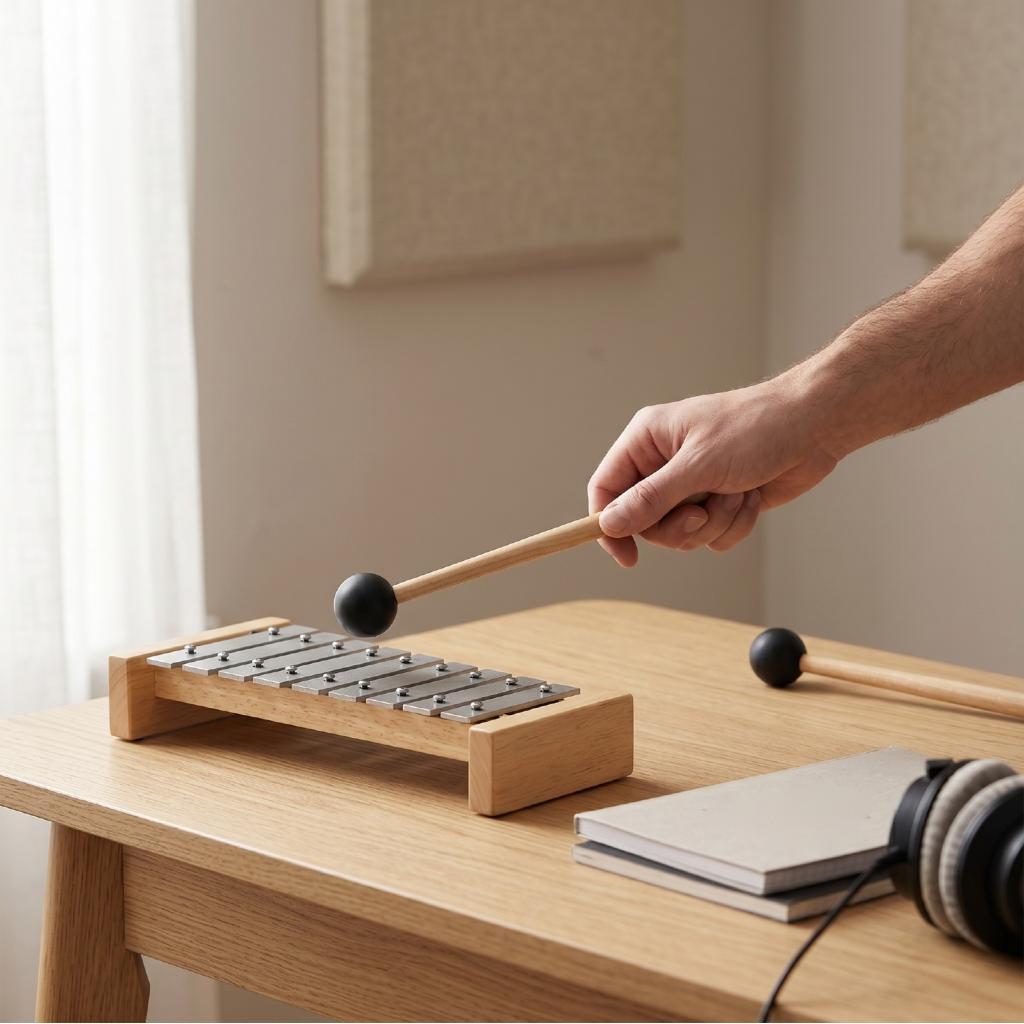 Baqueta de malho com cabo de madeira, cabeça redonda para prática musical de Marimba Glockenspiel