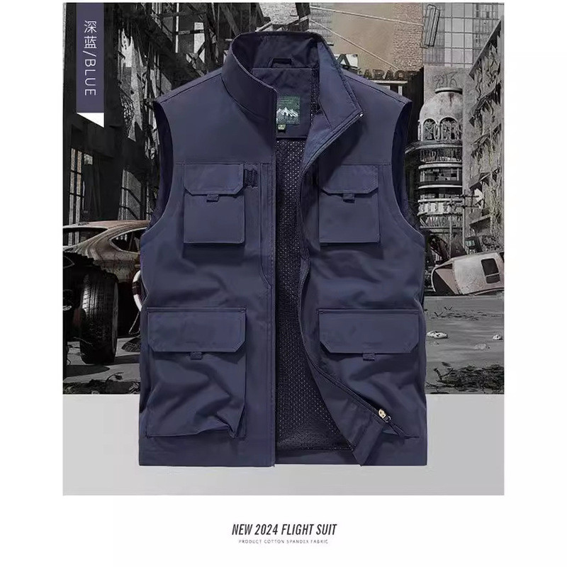 Ao ar livre Multi-bolso ferramentas colete masculino primavera outono fino pesca fotografia colete lazer esportes colete