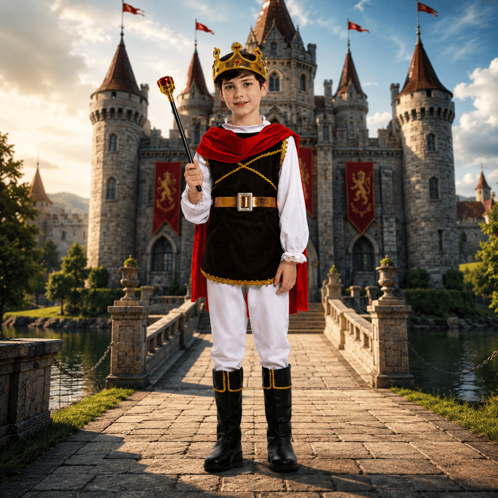 Fantasia Infantil Rei Príncipe Realeza Completa para Festa Cosplay — imagem 2 de 2
