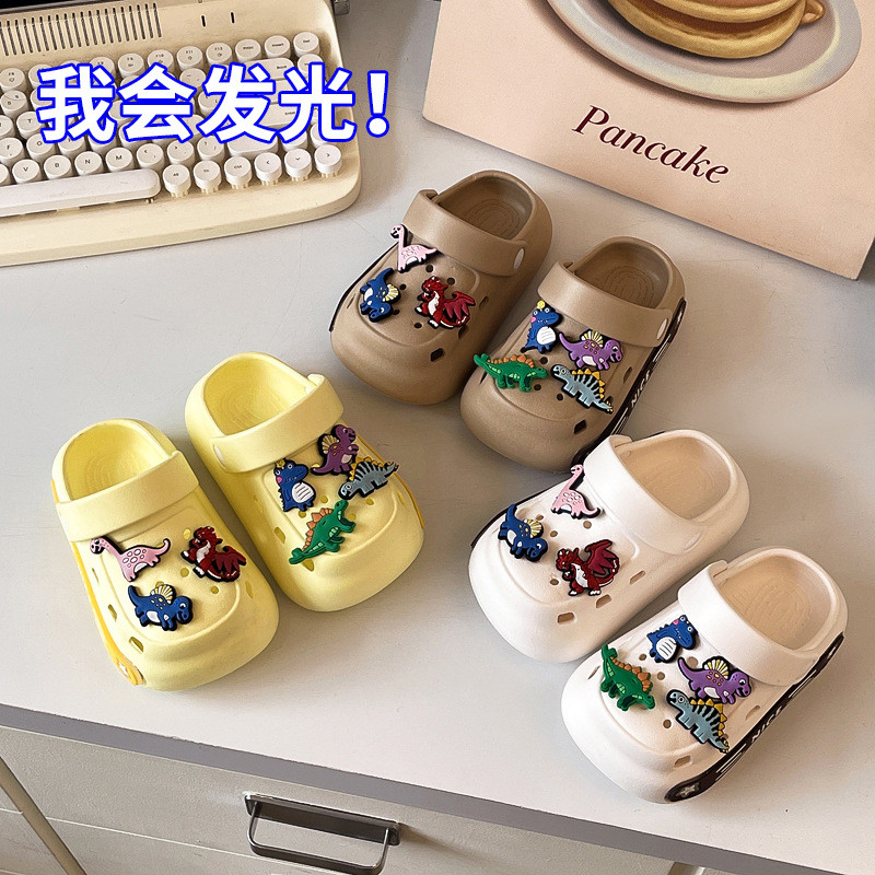 Acessórios luminosos para calçados infantis DIY, decorações de sapatos de dinossauro, chinelos luminosos versáteis e rem