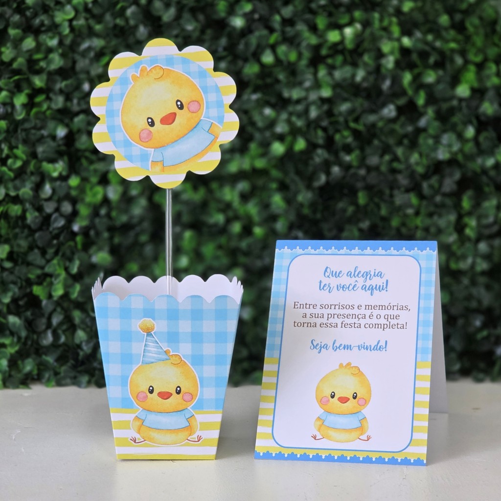 Centros de mesa + Plaquinhas PINTINHO AMARELINHO festa infantis lembrancinhas aniversario mimo decoração personalizados