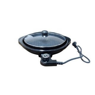 Grill elétrico redondo termostato 220V STARTOOLS preta 1200W superfície antiaderente bandeja coleta gordura