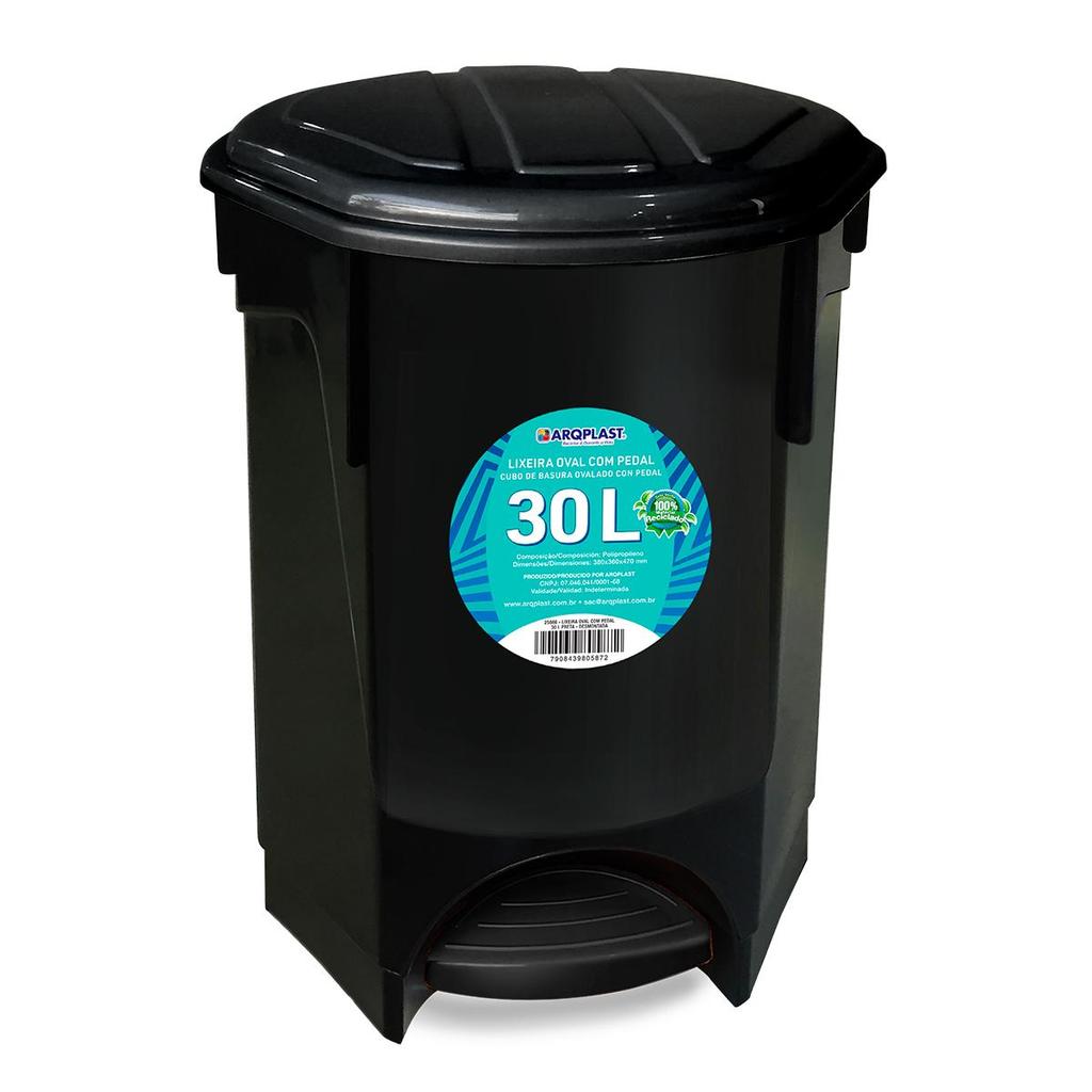 Lixeira com Pedal Plástico Resistente 30L - Arqplast