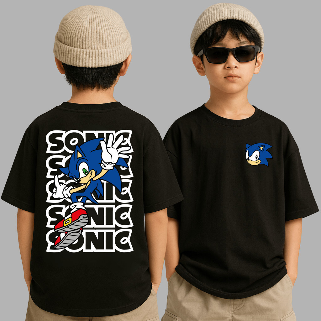 Camiseta Infantil Estilosa Streetwear Sonic Camisa 100% Algodão  Manga Curta Várias Cores Lançamento