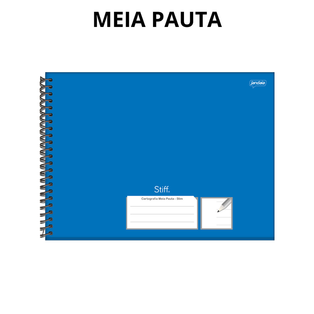 Caderno MEIA PAUTA Universitario Stiff 80 folhas - Jandaia Capa:Azul