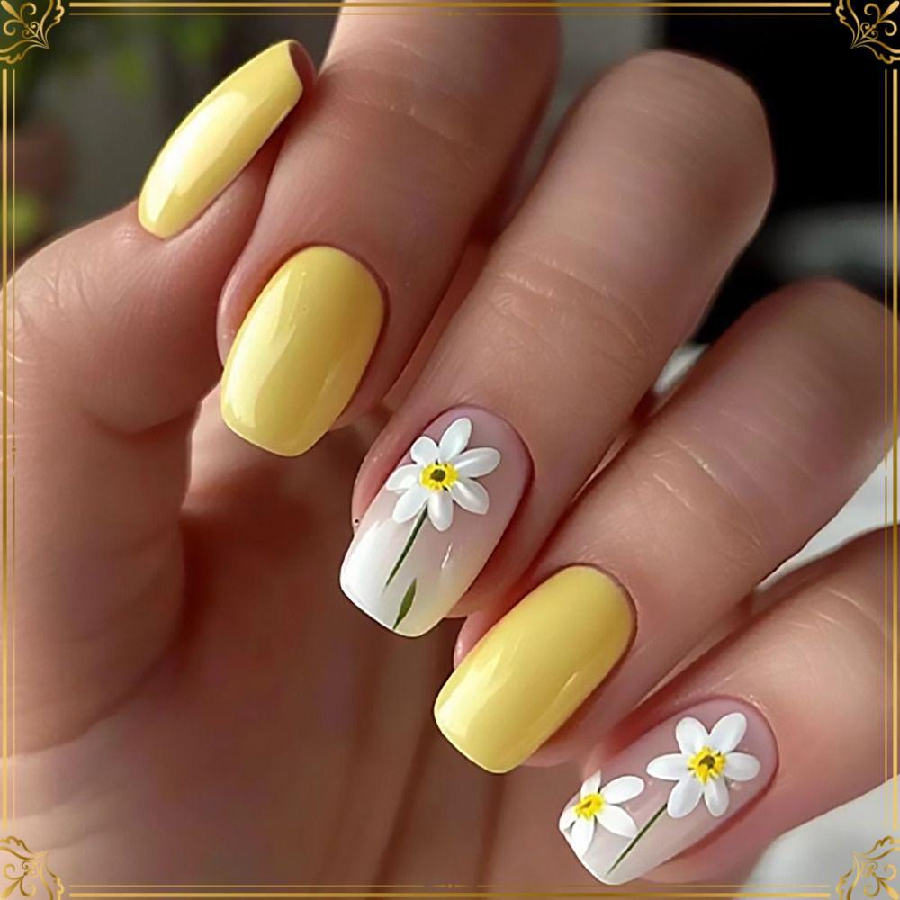 24 Unidades/Caixa Unhas Falsas , Glitter Gradiente Com Adesivos De Gelatina , Pontas De Strass De Linha