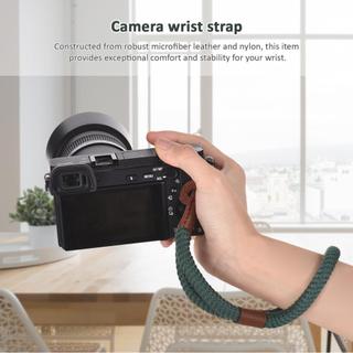 Alça de mão para câmera, cordão de pulso ajustável de 26,5 cm para câmeras DSLR sem espelho com rolha de couro de