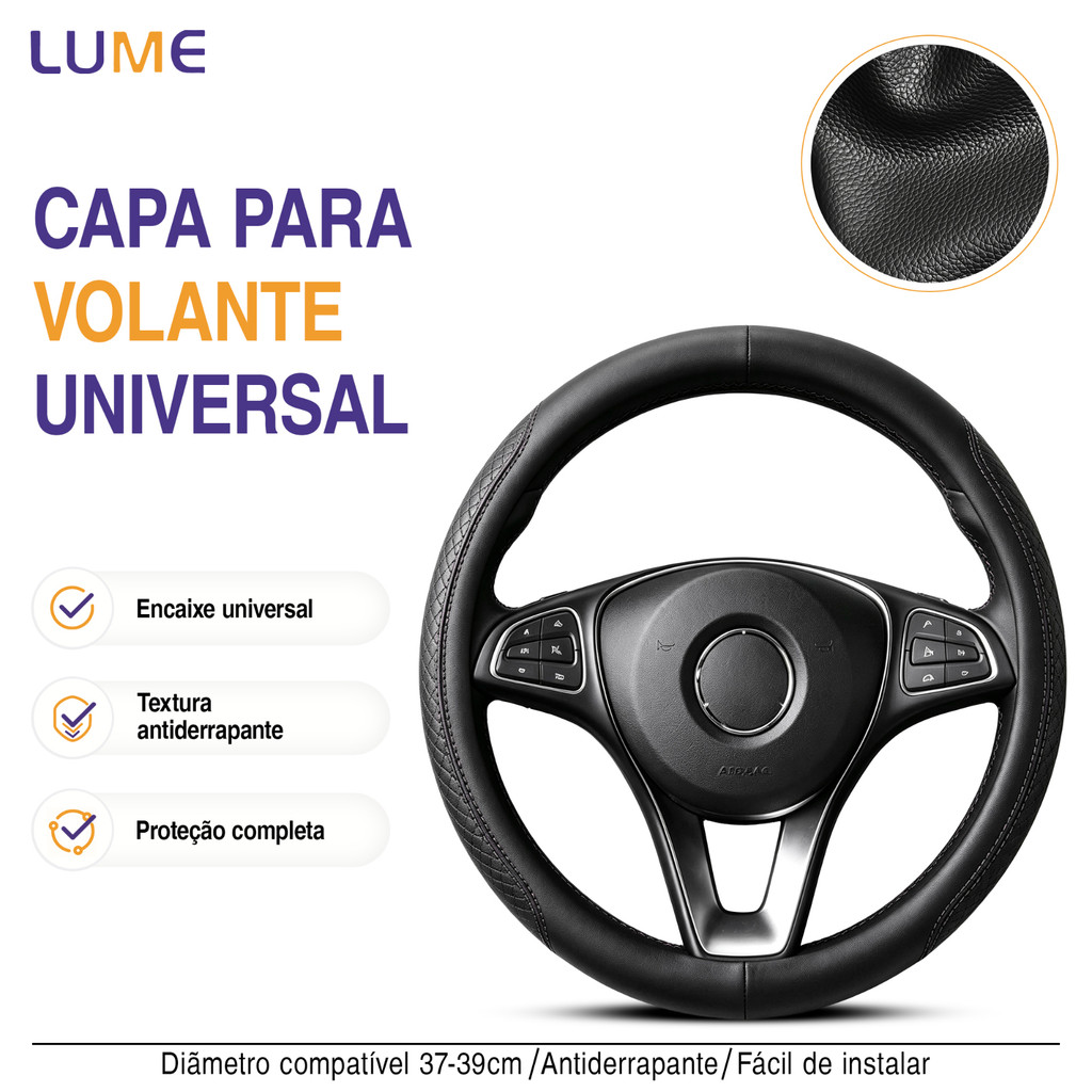 Capa De Volante Em Couro Premium Instalação Fácil Costura Esportiva Universal Antiderrapante Carro