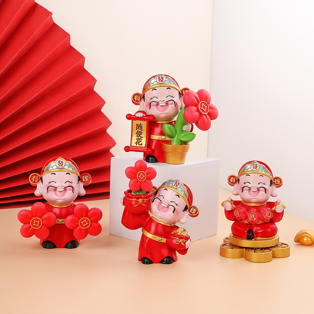Boa sorte Deus da Riqueza Zhuanzhuanle Artesanato em resina criativa Deus da riqueza Ornamentos de produtos criativos cu