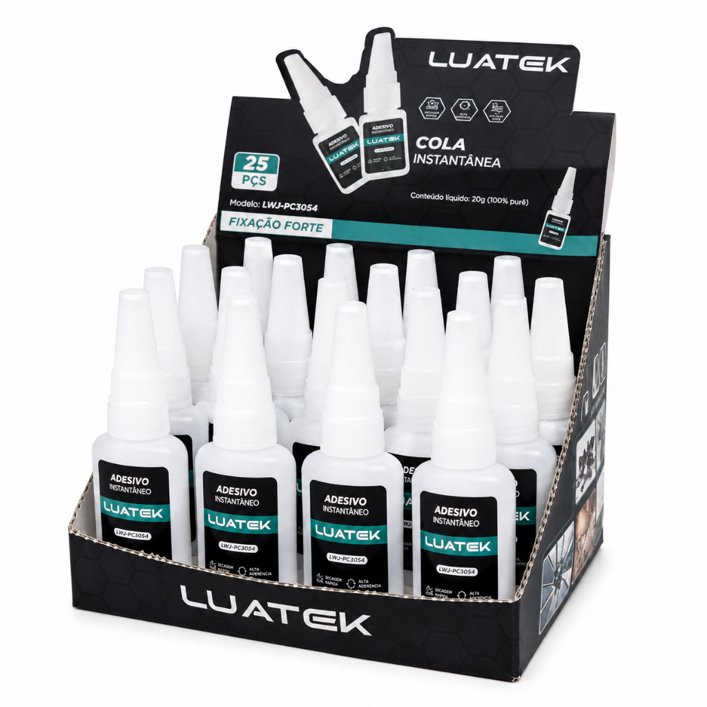 Kit 3 ou 5 Colas Instantâneas LUATEK 20g Secagem Rápida com Bico Fino · foto 2