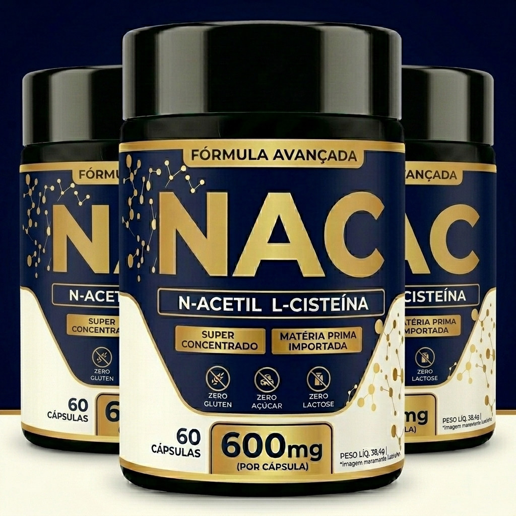 NAC N-Acetil L-Cisteína 600mg - 60, 120 ou 180 Capsulas