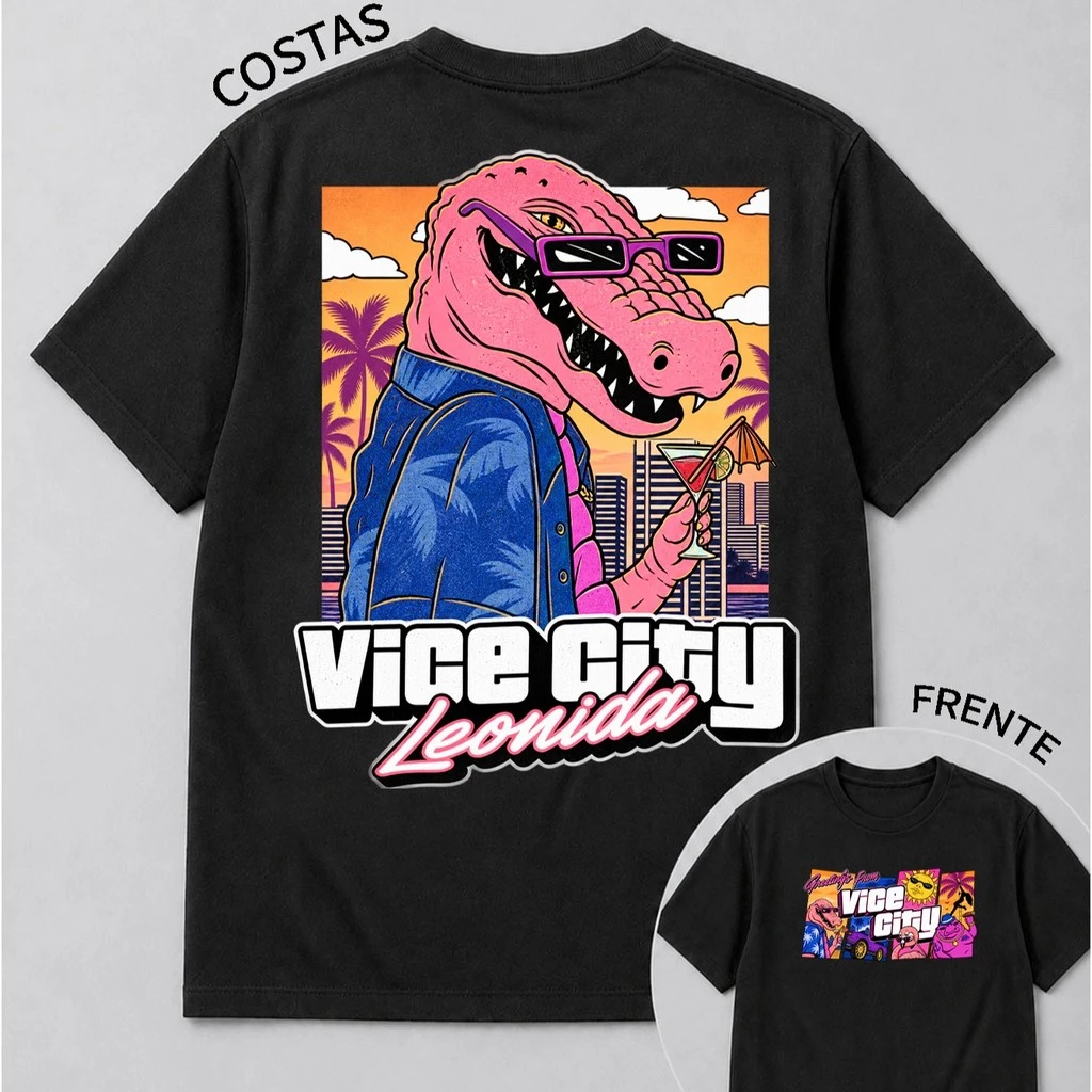 Camiseta GTA 6 Vice City Leonida Rockstar Gamer San Andreas 100% Algodão Masculino Feminino Unissex — imagem 1