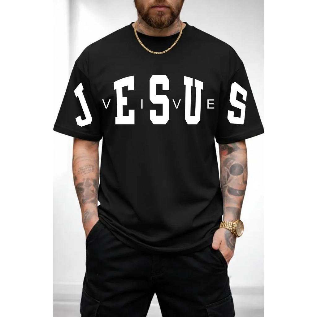 Camiseta Camisa Jesus Cristã 100% Algodão 30.1 Premium