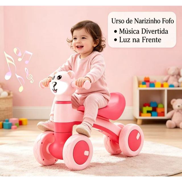 Bicicleta de equilíbrio infantil com farol e música, adequada para crianças de 1 a 3 anos--3611