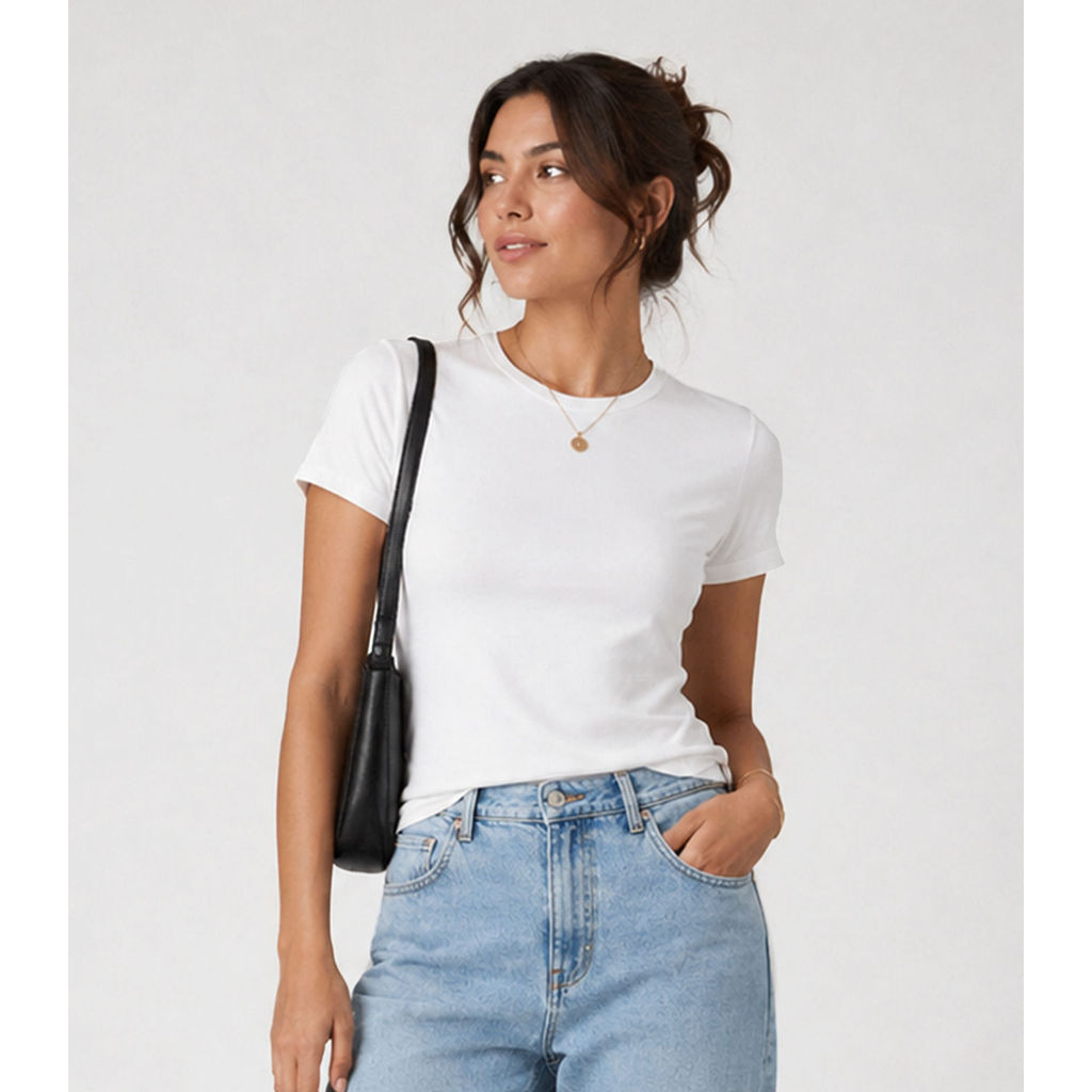 Blusa Feminina Básica Algodão Infinita Cor Branco