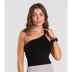 Body Feminino Alça Trançada Dianna Preto