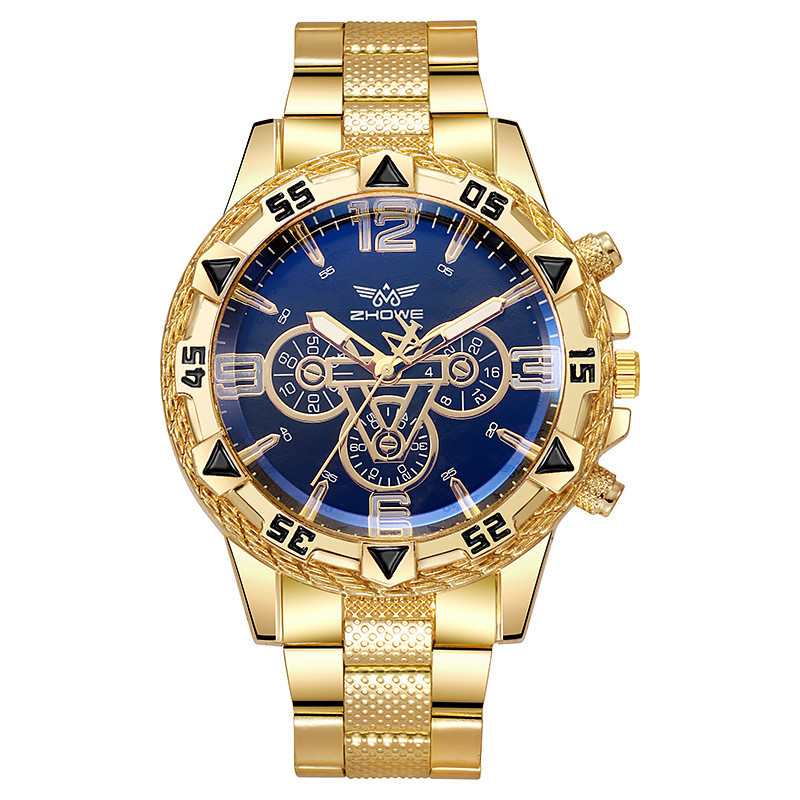RelóGio Masculino RelóGio Masculino, RelóGio De NegóCios Masculino Com Mostrador Grande Dourado Azul, RelóGio Masculino