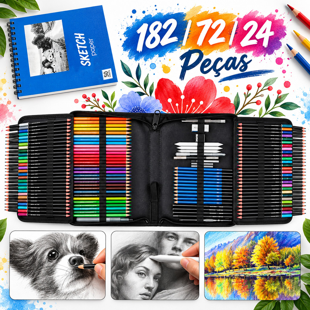 Estojo 182/72/24 Peças Lápis De Desenho Arte Profissional Pintura-Tablet de desenho grátis