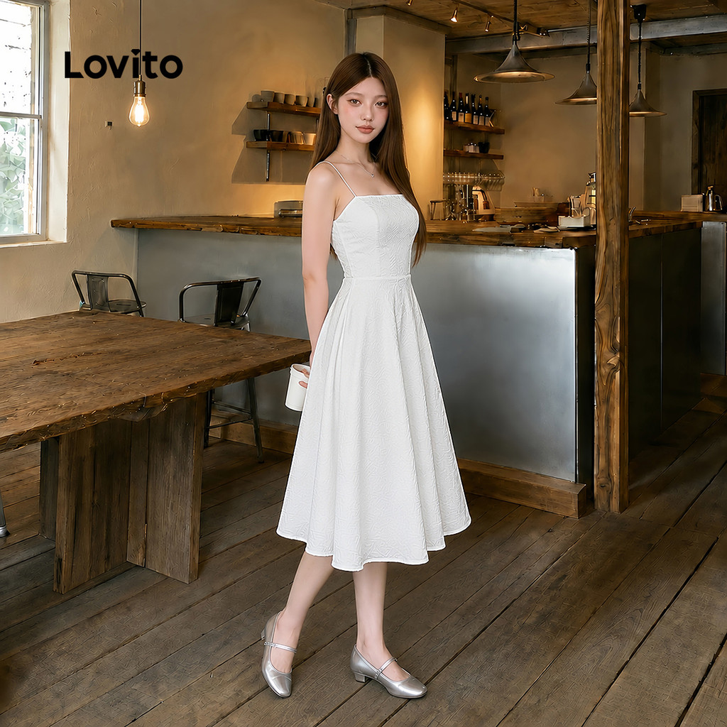 (Elegante) Lovito Vestido Com Textura De Tecido Liso Para Mulheres L70AD083 (Multicolorido) · foto 2