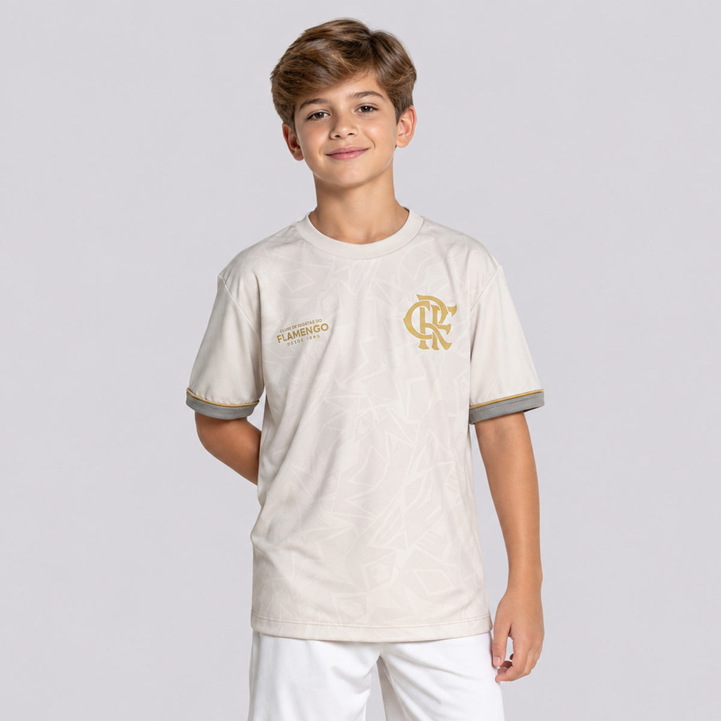 Camisa Flamengo Solares Infantil Off White