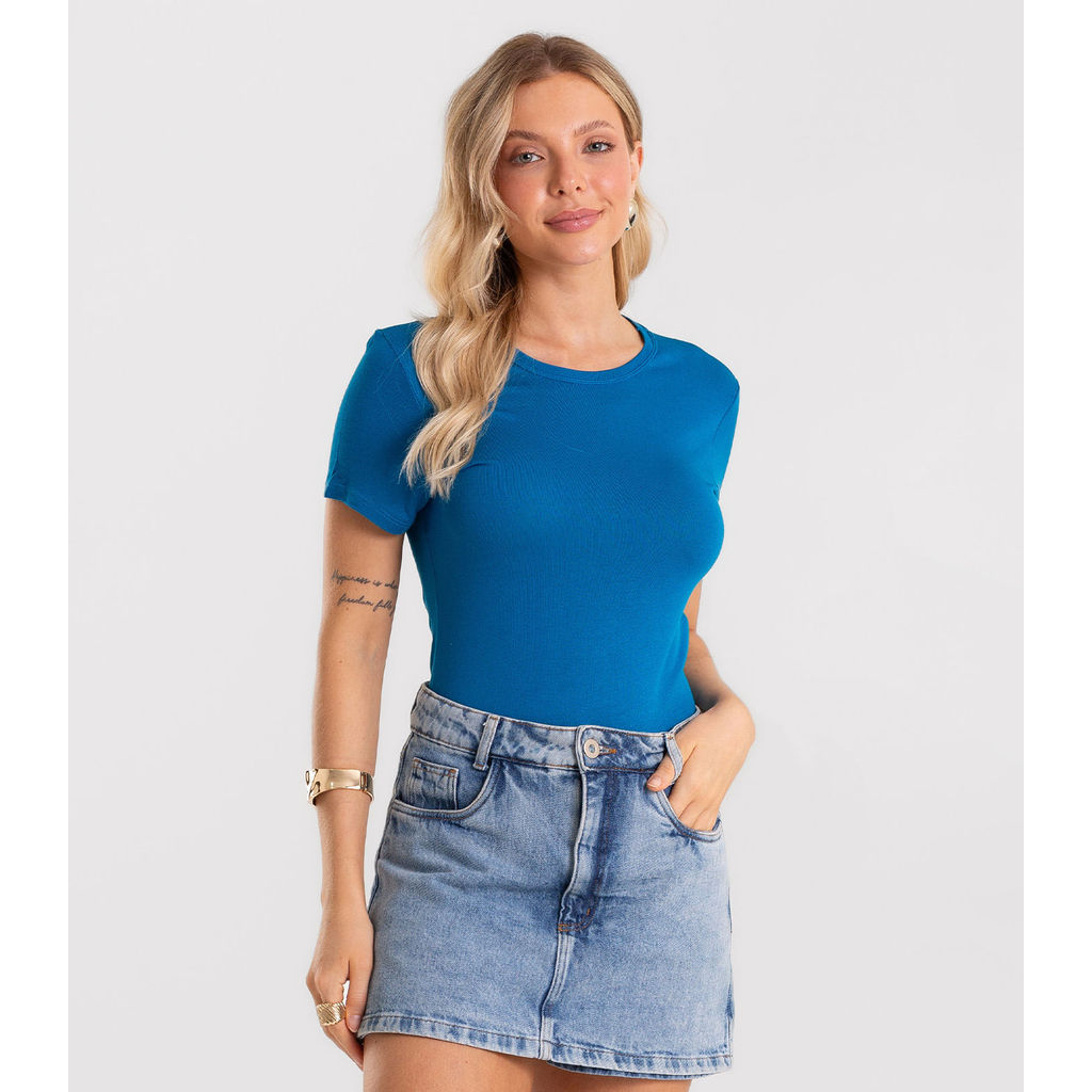 Blusa Feminina Básica Visco Tricot Rovitex Azul