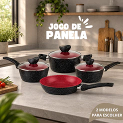 Jogo De Panelas Antiaderente 4 Peças Indução E Gás Conjunto De Panelas Premium Cabo