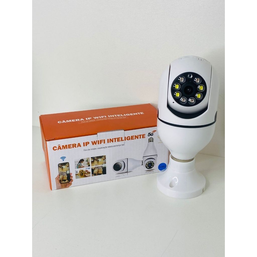 8177  Câmera De Segurança Fergusom Lâmpada Ip Wifi Com Visão Noturna Interna Externa App Yoosee Espiã 360º Cor Branco