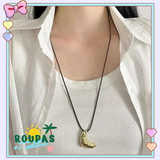 Colar de lã, colar feminino ajustável com pingente de chifre, cordão preto trançado, presente para festas, C WVMW