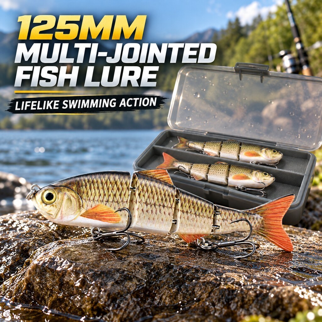 Isca de simulação Isca de múltiplas seções 125mm26g Peixe macio de quatro seções Isca pequena realista Conexão de Metal 