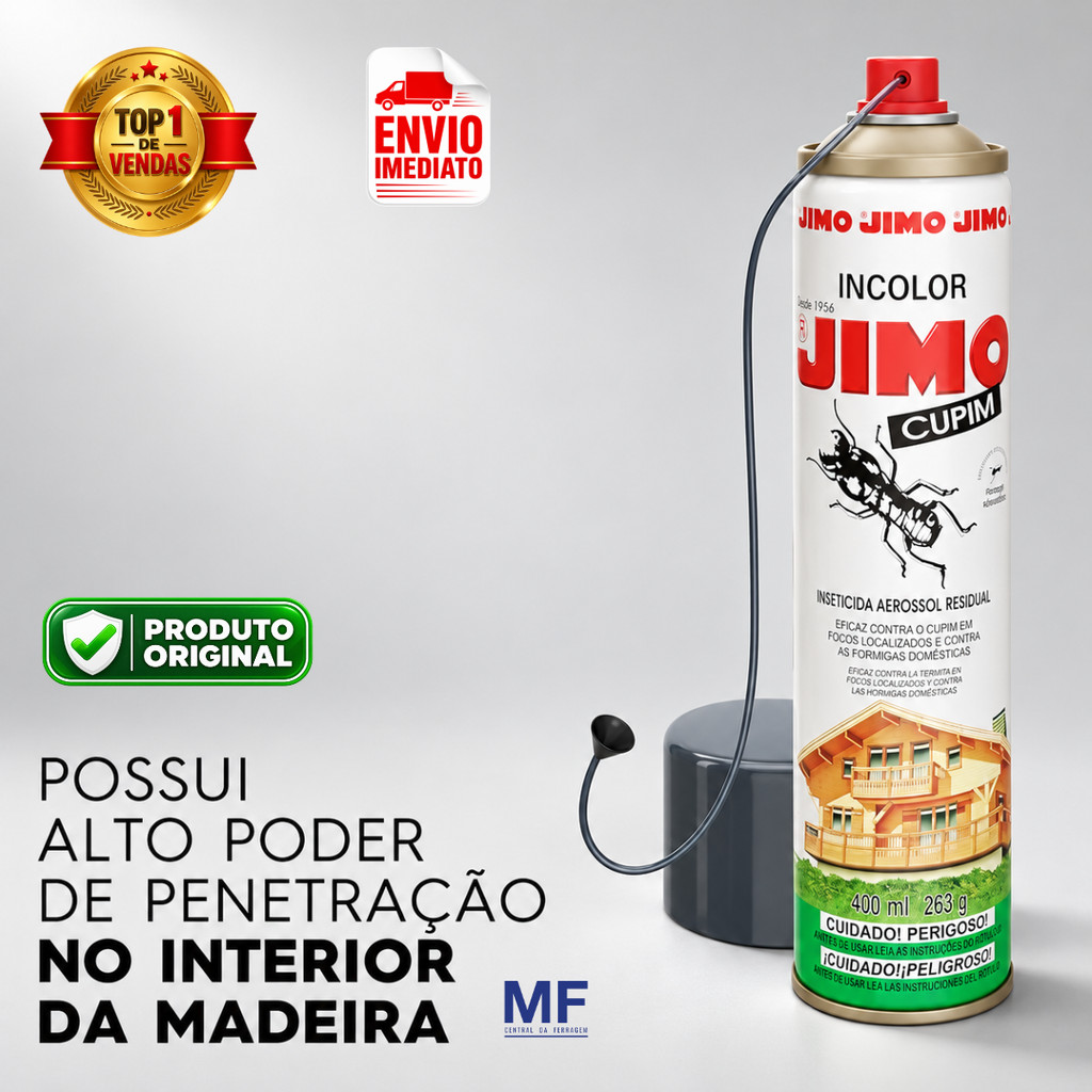 Jimo Cupim Aerosol 400ml Proteção Para Madeira Mata Cupim e Formiga Com Agulha Aplicadora