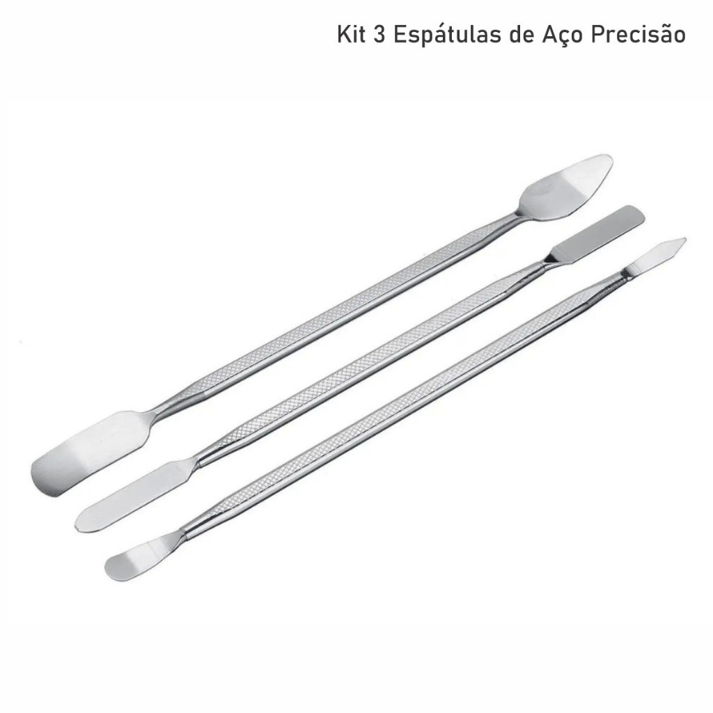 Kit 3 Espátulas de Aço Profissional Precisão P/ Manutenção Celular Notebook - ENVIO IMEDIATO
