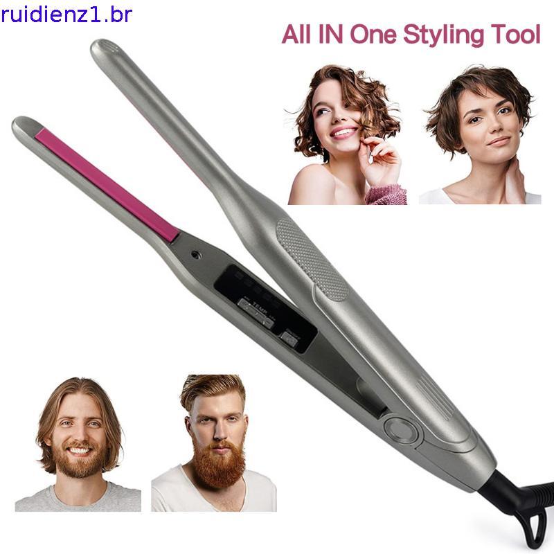 Chapinha 2 em 1 profissional para cabelo curto, modelador cachos e alisador com LED