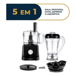 Multiprocessador 5 em 1 1000W Preto BMP10A Britânia 2 Velocidades Pulsar 2,2L Liquidificador