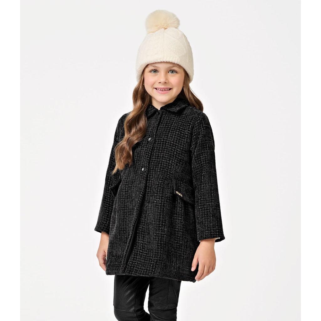 Casaco Menina Infantil Tweed Trick Nick Preto