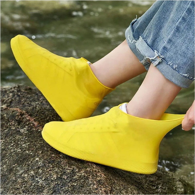 Cobre-sapatos de látex impermeáveis, antiderrapantes, espessos e resistentes ao desgaste, para uso masculino e feminino,