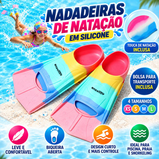 Pé de Pato Nadadeira Aquática Para Natação Mergulho Com touca de natação  XS/S/M/L