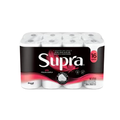 Papel Higiênico Folha Dupla 30m com 16 Rolos Supra