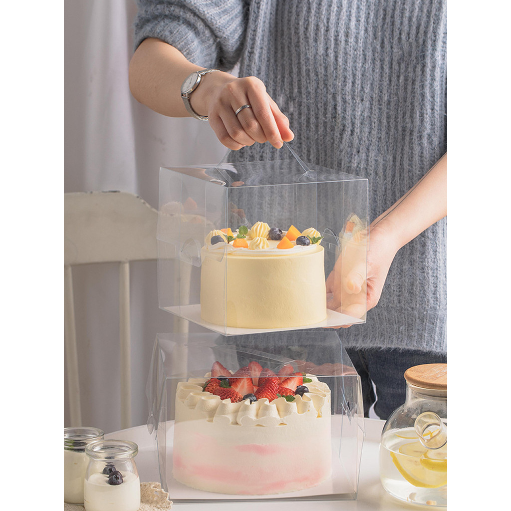 Caixa de bolo de aniversário transparente caixa de embalagem portátil 7cm 10cm 13cm 17cm 20cm influenciador aumentado ca