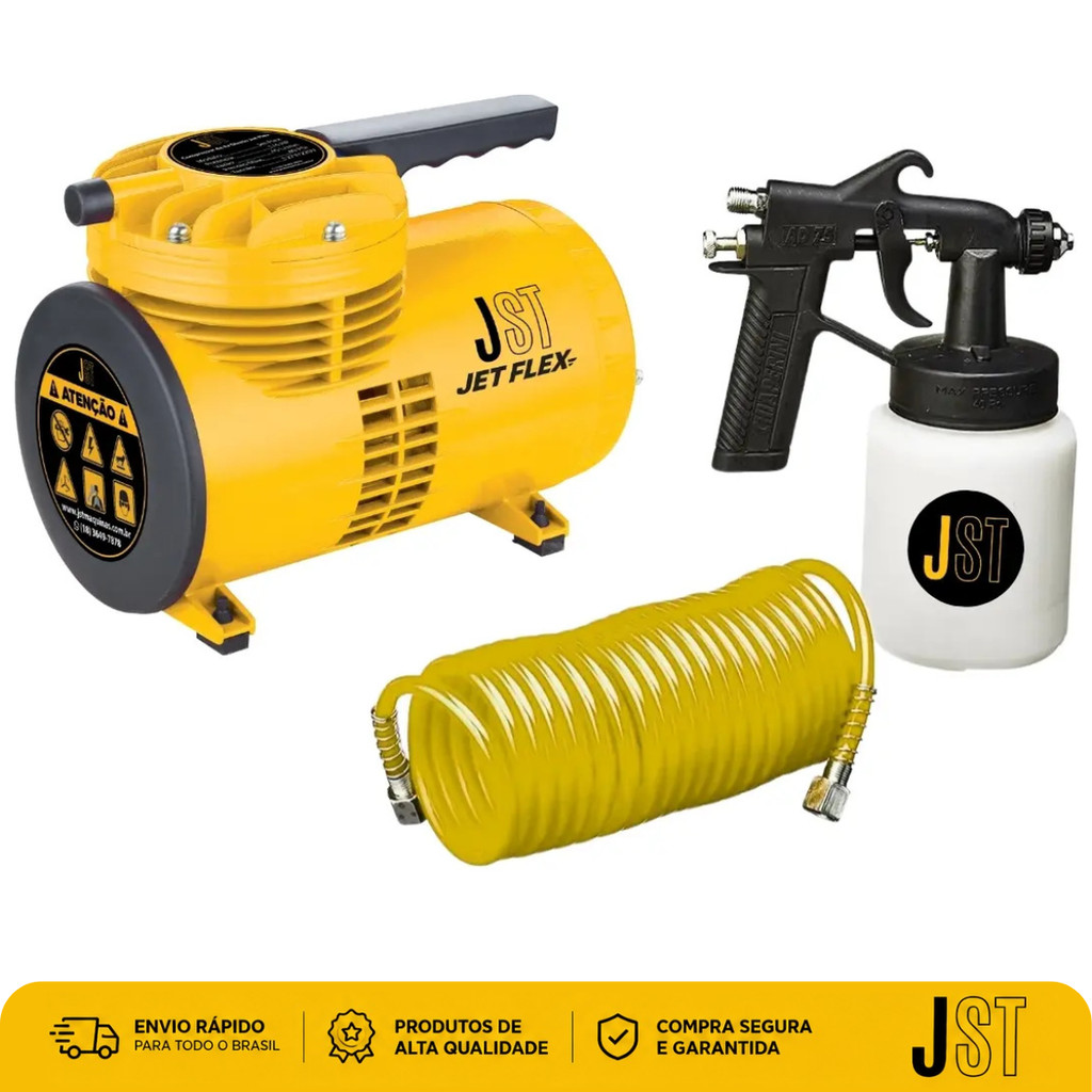 Compressor de Ar Direto JST Jet Flex 1/4HP 127V Portátil com Pistola