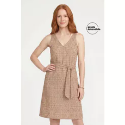 Vestido Midi Feminino Devorê Com Faixa Marialícia Marrom