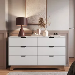 Cômoda para Quarto 6 Gavetas MDF Alice Yescasa Louro Freijó Branco/Louro Freijo