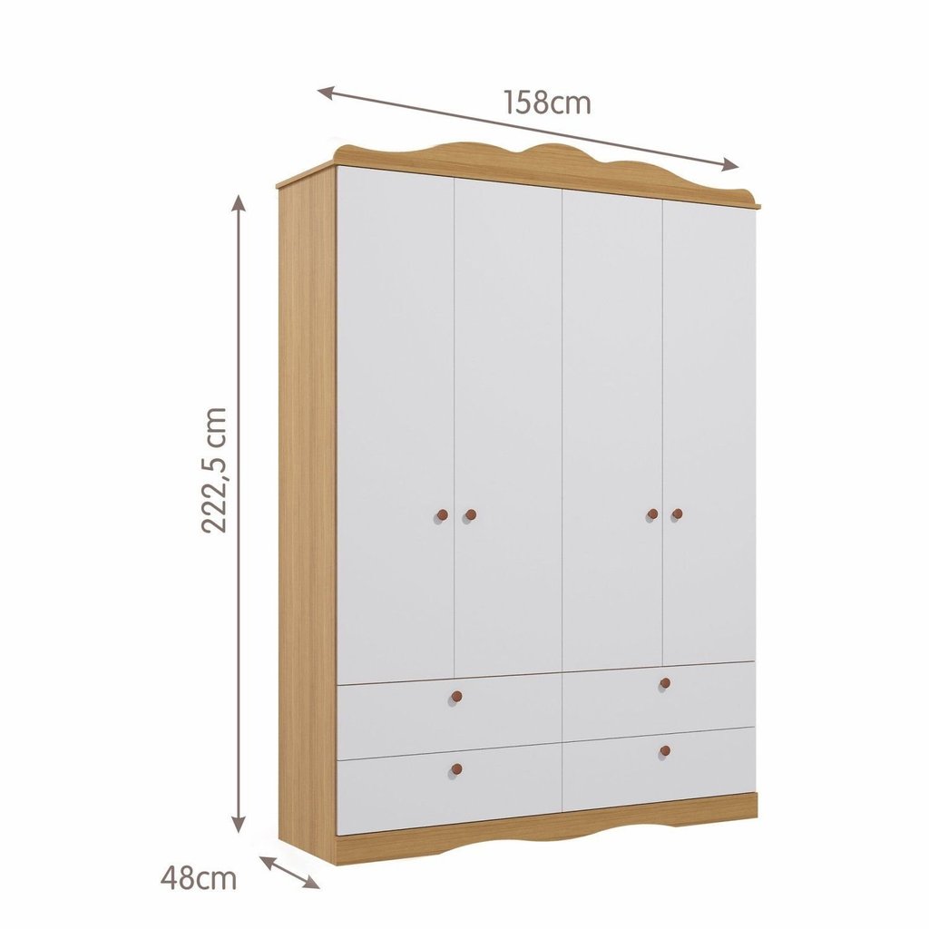Quarto de Bebê 3 Peças com Berço Capitonê Cômoda 4 Gavetas e Guarda Roupa 4 Portas 4 Gavetas Aquarel · foto 2