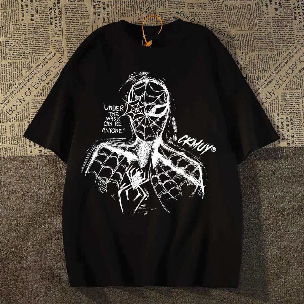 Camiseta Oversized Homem Aranha Sketch Unissex 100% Algodão Streetwear Marvel Estampada Modelagem Larga Envio Imediato