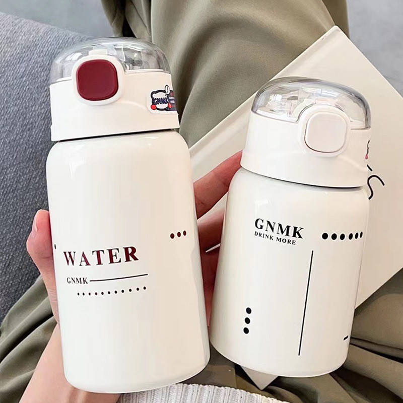 Novo produto pronto estoque simples copo térmico menina palha copo de água feminino 2024 novo estilo estudante de alto v