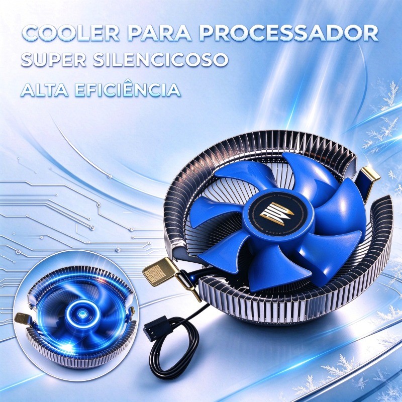 Cooler para Processador Universal 90mm Compatível com AMD/Intel Eficiente e Compacto Alta Eficiência de Refrigeração