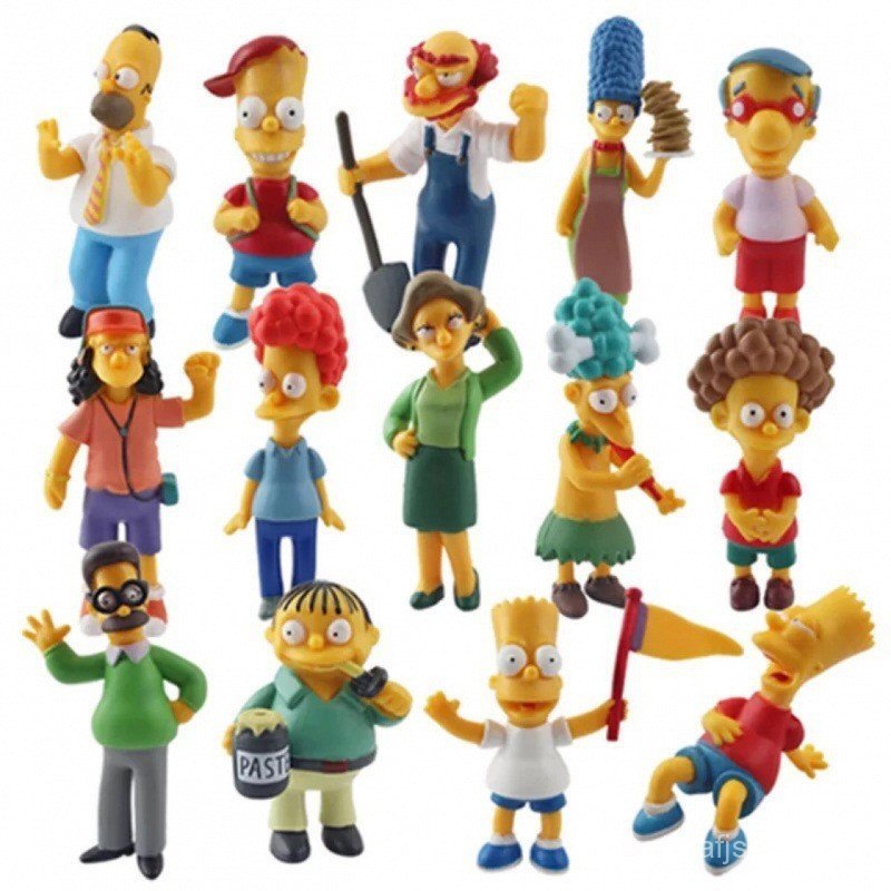 14 peças/conjunto, 6-12 cm, personagens de desenhos animados, The Simpsons, modelos de personagens como Homer e Bart, ma