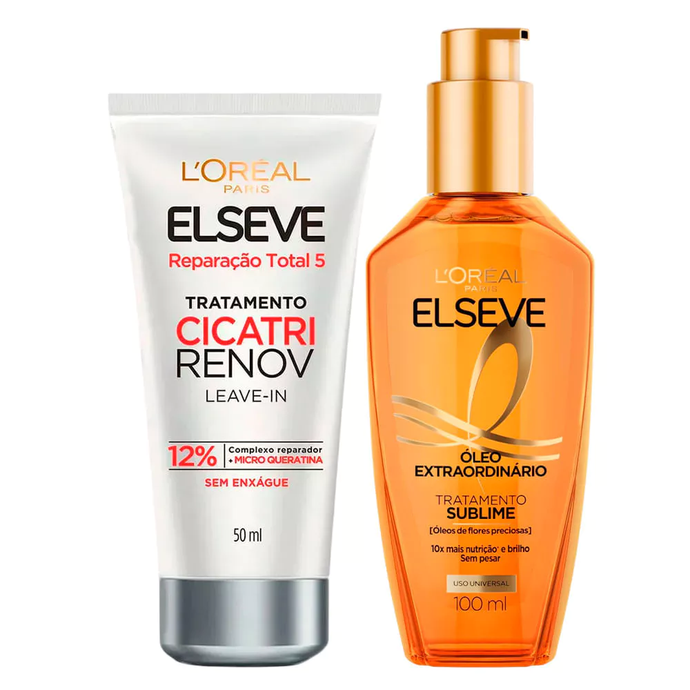 Kit Elseve Leave-In Cicatri Renov 50ml + Óleo Extraordinário 100ml