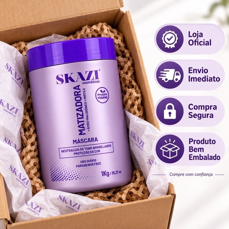 Mascara De Tratamento Skazi Vegana Matizadora Acido Hialuronico e Mirtilo 1kg — imagem 2 de 2