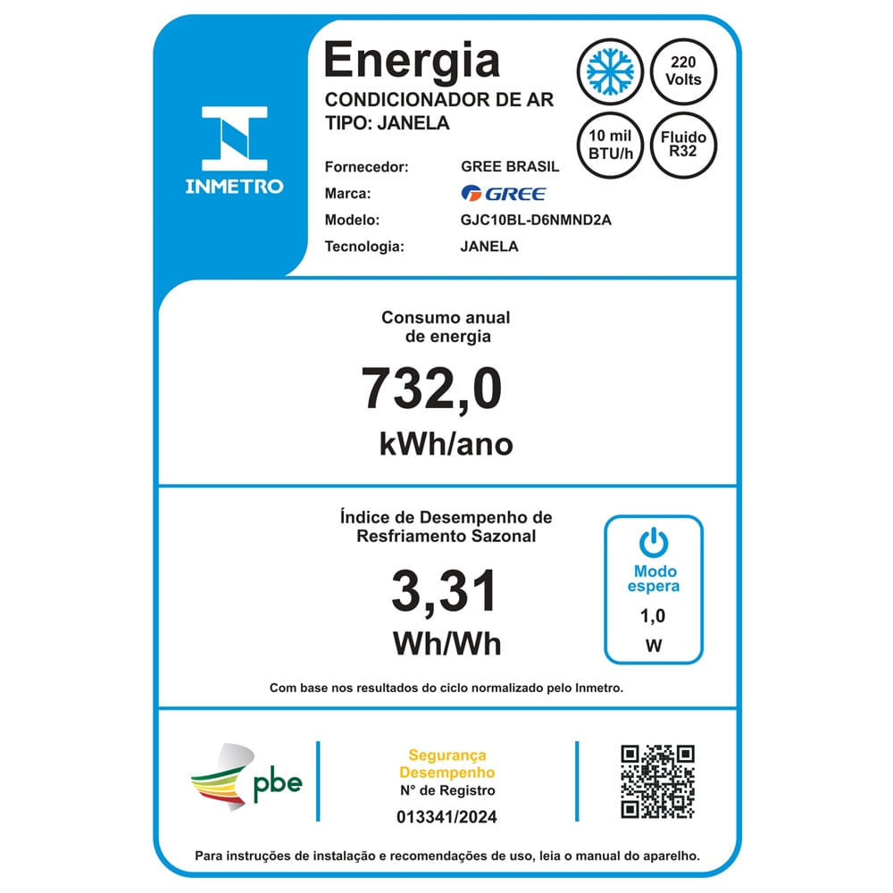 Ar Condicionado Janela Gree 10000 BTU/h Frio Mecânico GJC10BL-D6NMND2A - 220 Volts — imagem 2 de 2