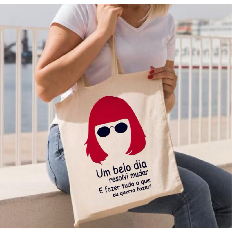 Bolsa Sacola Ecológica Ecobag 100% algodão Cru Um Belo Dia Bolsa de Praia Envio Imediato